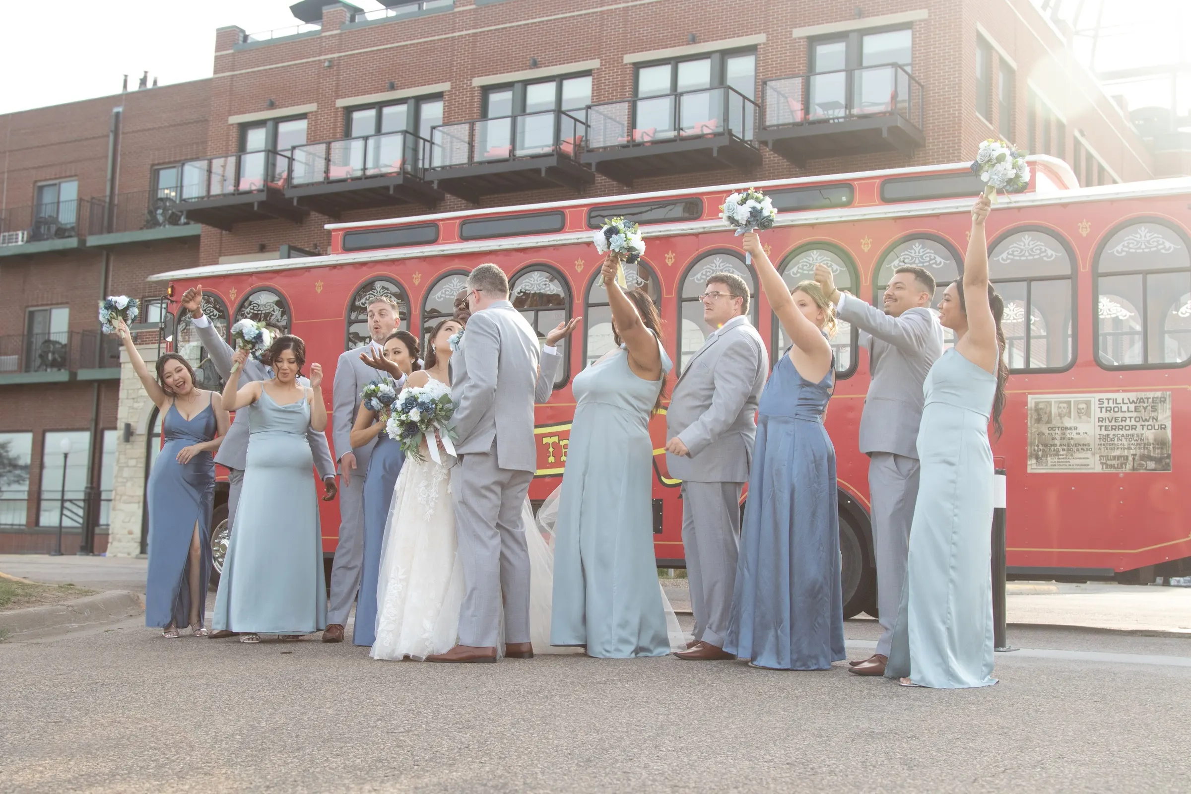 Bride and Groom Celebrating