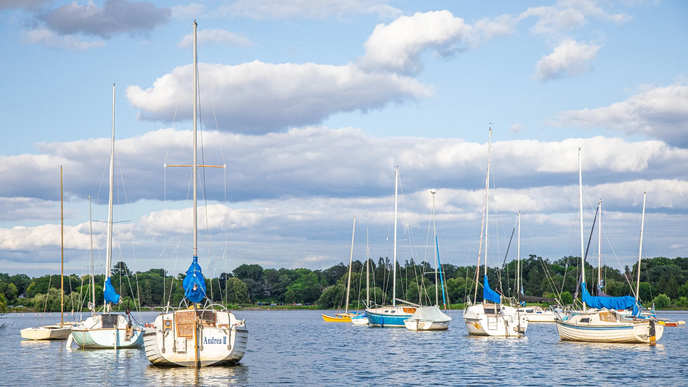 Sail Boats Docked On Lake Nokomis, Minneapolis, Minnesota